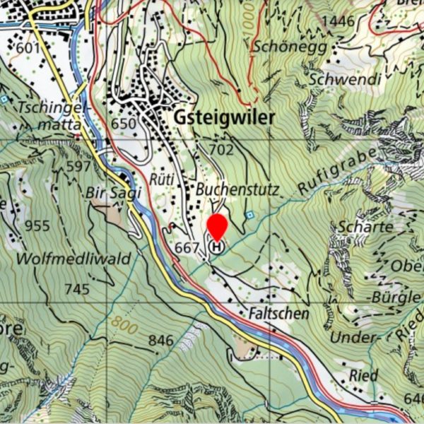 Lieu de rendez-vous à Interlaken-Gsteigwiler pour un survol des lacs