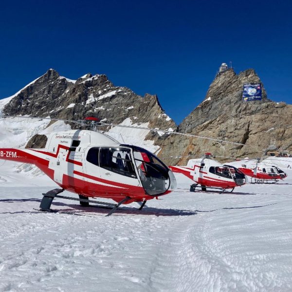 Helicopter landing on a glacier from Lauterbrunnen