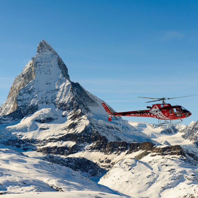 Monte Rosa et Cervin depuis Gstaad-Grund en hélicoptère