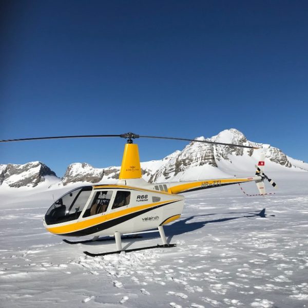 From Sitterdorf, helicopter landing on a glacier