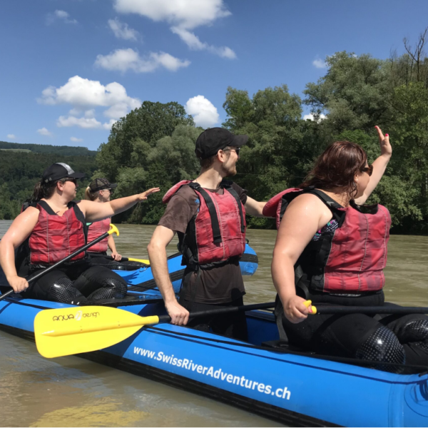 Canoe funyak on the Reuss between Bremgarten and Mellingen