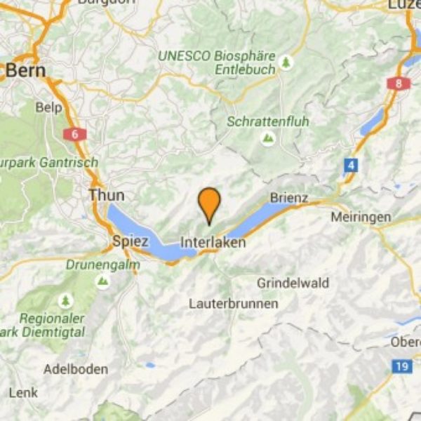 Lieu de rendez-vous à Interlaken pour un vol biplace en parapente