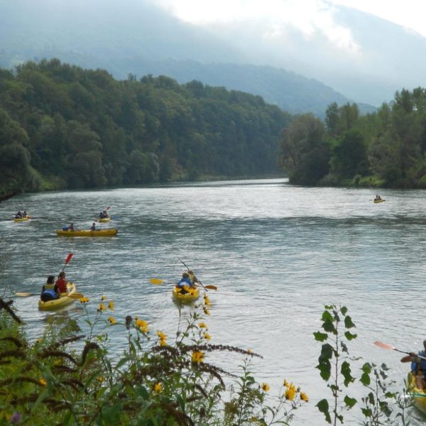 Chippis nach St. Léonard mit dem Funyak auf der Rhone im Wallis