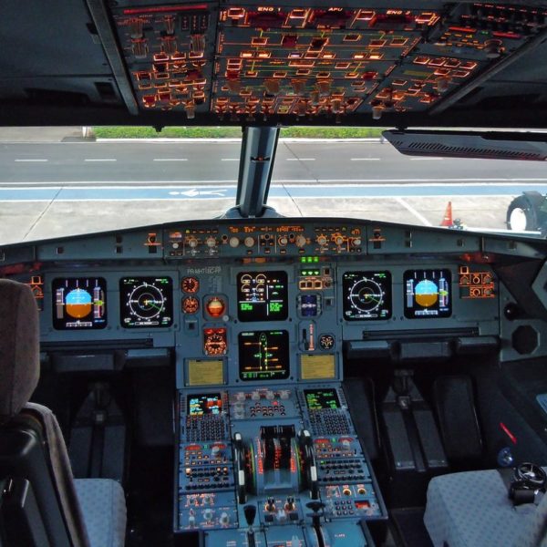 Airbus A320 flight simulator cockpit