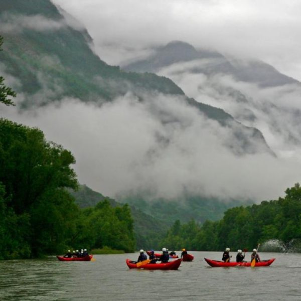 Funyak or canoe on the Ticino between Cresciano and Gorduno