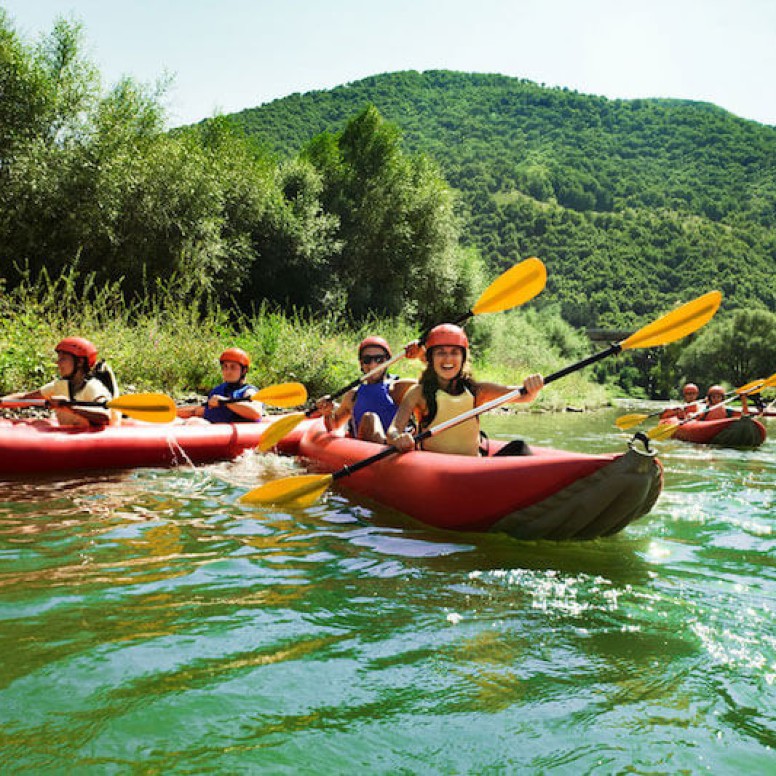 Canoë funyak sur le Rhône entre Chippis et St. Léonard