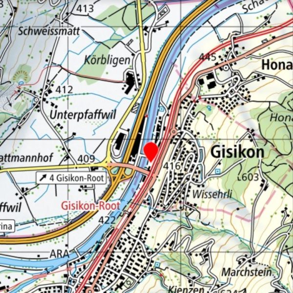 Lieu de rendez-vous à Gisikon pour ue descente de la Reuss pour une sortie scolaire