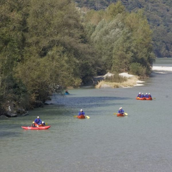 Sur le Ticino au Tessin Canoë pour une course d'école