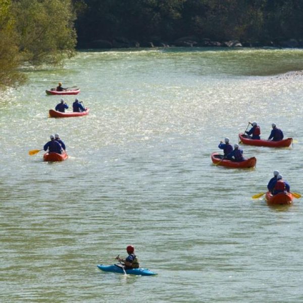 Canoeing or Funyak on the Ticino for a school outing