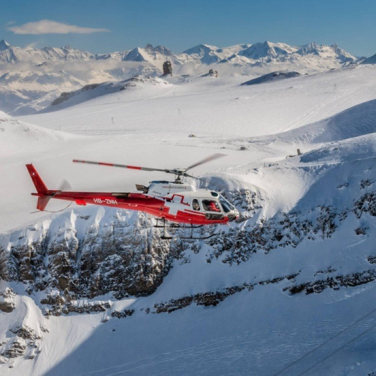 Von Gstaad-Grund mit dem Heliski nach Zanfleuron