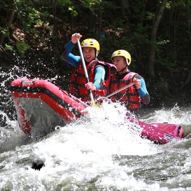 Funyak auf der Rhone zwischen Sousten und Siders